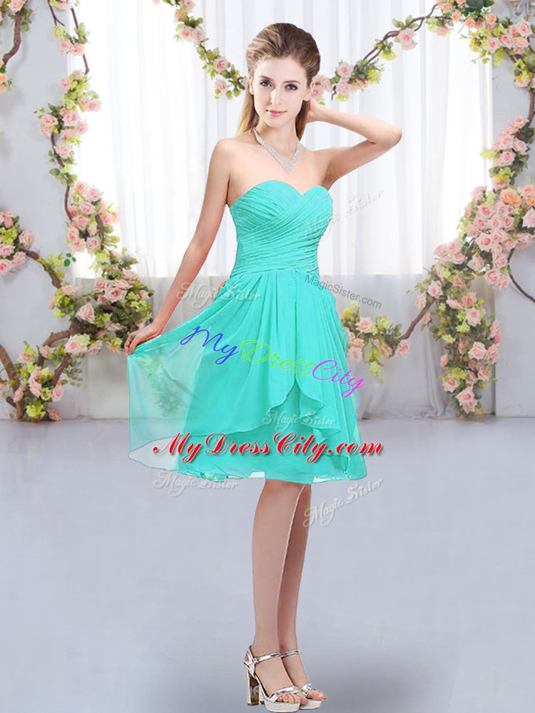 Sweetheart Sleeveless Lace Up Bridesmaid Dress Turquoise Chiffon