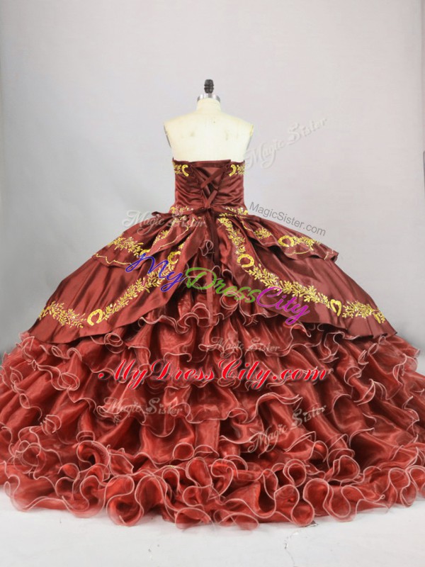 Captivating Ball Gowns Sleeveless Brown Vestidos de Quinceanera Brush Train Lace Up