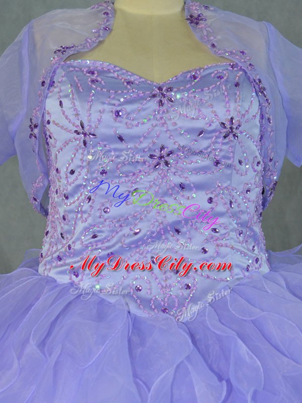 Latest Floor Length Lavender Vestidos de Quinceanera Sweetheart Sleeveless Lace Up