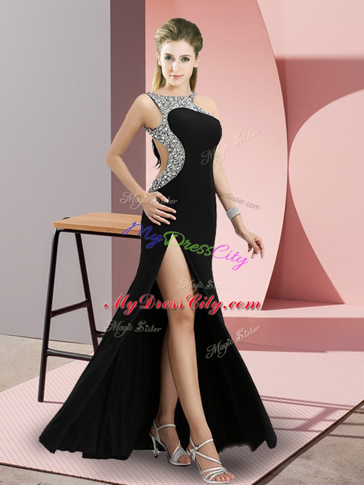 New Arrival Black Scoop Neckline Beading Formal Dresses Sleeveless Backless