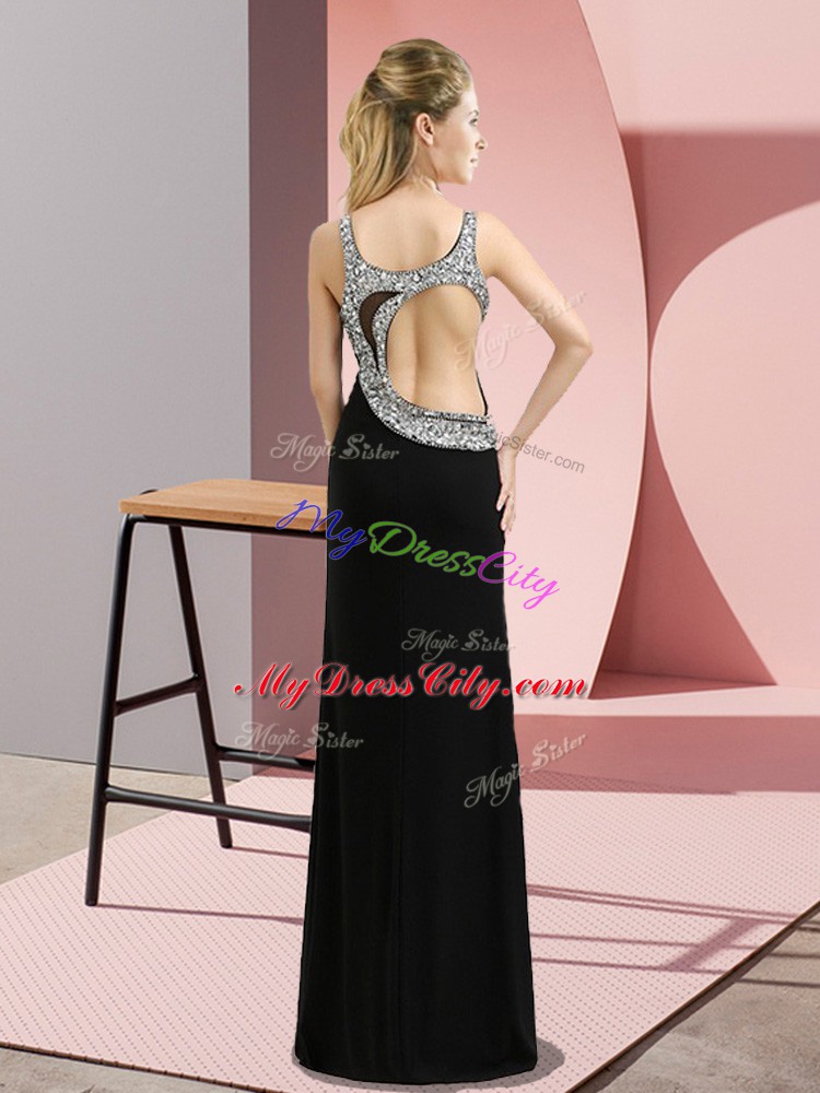 New Arrival Black Scoop Neckline Beading Formal Dresses Sleeveless Backless