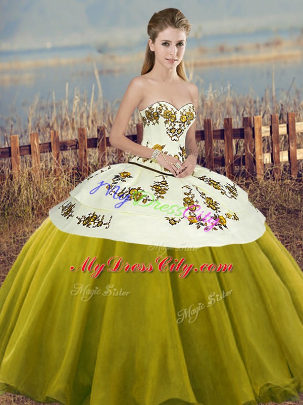 Tulle Sleeveless Floor Length Vestidos de Quinceanera and Embroidery and Bowknot