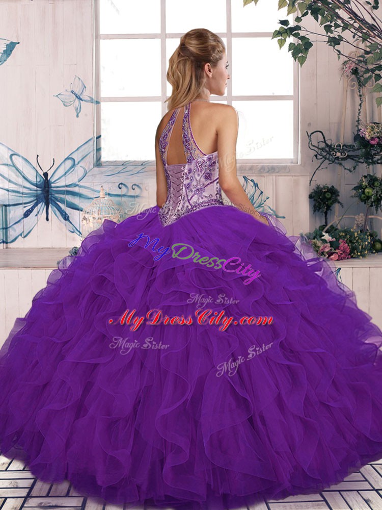 Fantastic Floor Length Ball Gowns Sleeveless Blue Quinceanera Dresses Lace Up