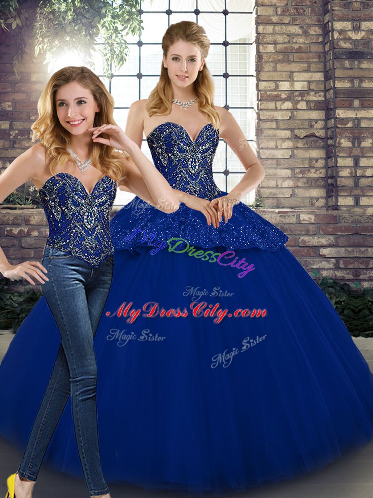 Nice Sleeveless Beading and Appliques Lace Up Quinceanera Dress