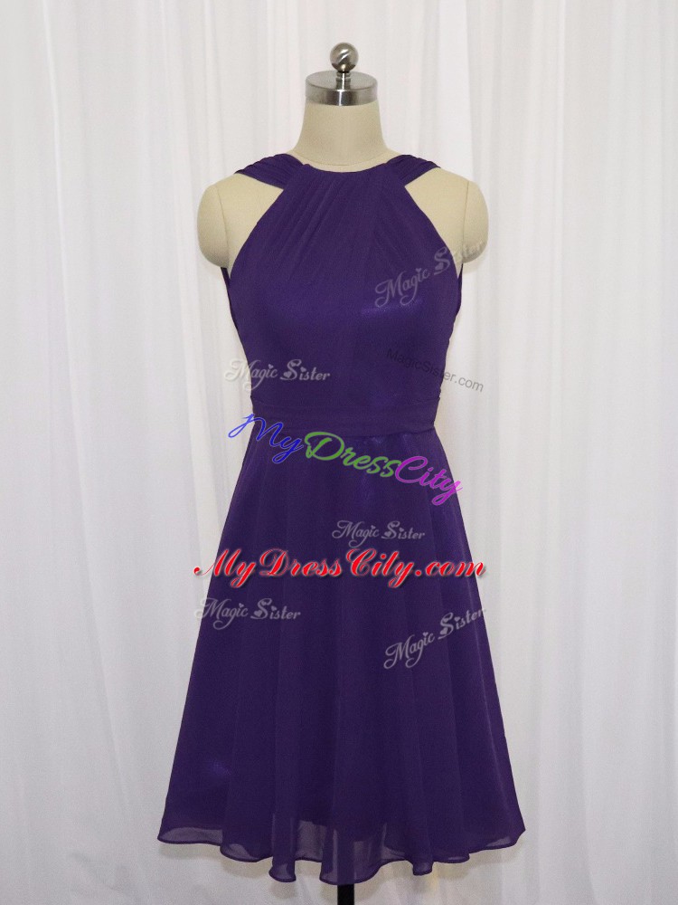 Chiffon Sleeveless Knee Length Prom Homecoming Dress and Ruching