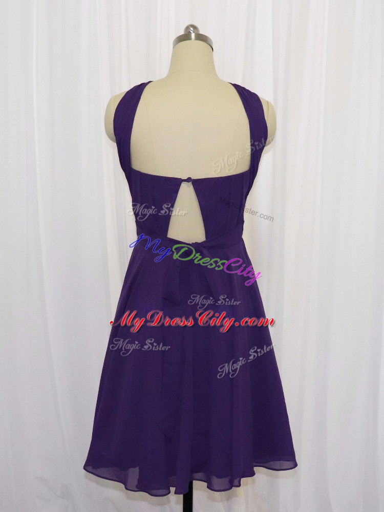 Chiffon Sleeveless Knee Length Prom Homecoming Dress and Ruching