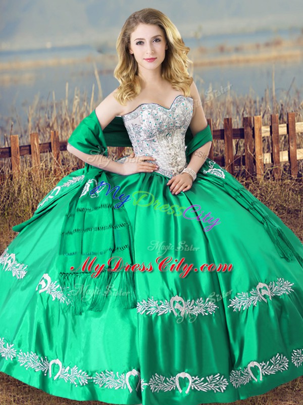 Comfortable Turquoise Sleeveless Satin Lace Up Sweet 16 Dress for Sweet 16 and Quinceanera