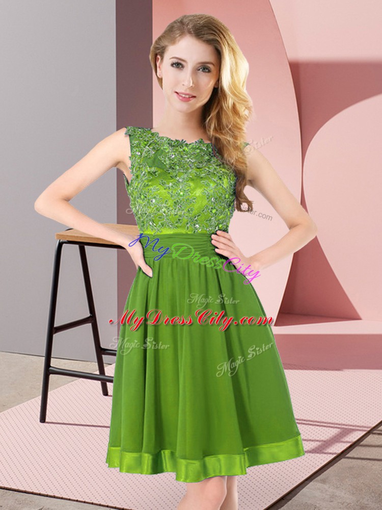 Smart Chiffon Sleeveless Mini Length Damas Dress and Beading and Appliques