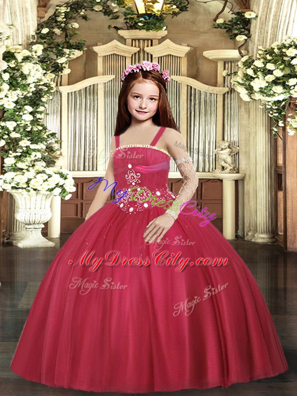 Sleeveless Lace Up Floor Length Beading Little Girls Pageant Dress Wholesale