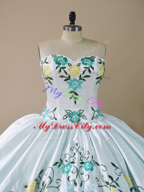 Elegant Blue And White Sleeveless Organza Lace Up 15 Quinceanera Dress for Sweet 16 and Quinceanera