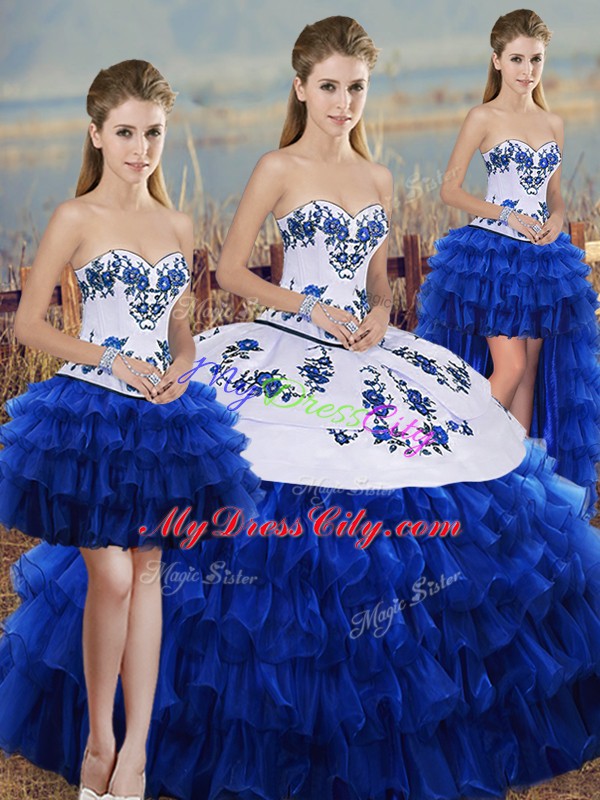 Floor Length Ball Gowns Sleeveless Royal Blue Quince Ball Gowns Lace Up