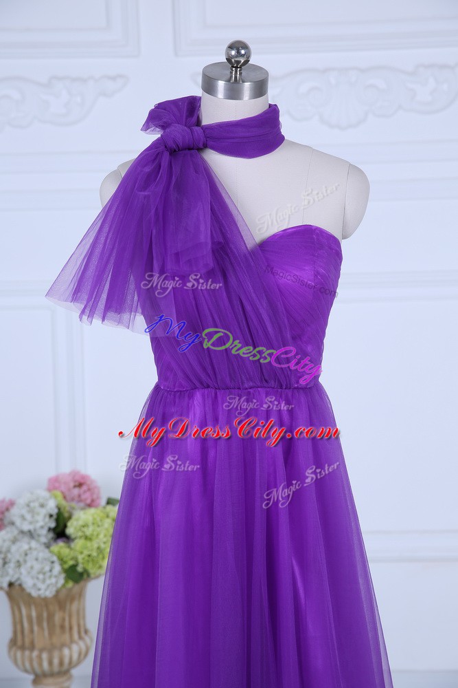 On Sale Eggplant Purple Sleeveless Tulle Zipper Dama Dress for Quinceanera for Wedding Party