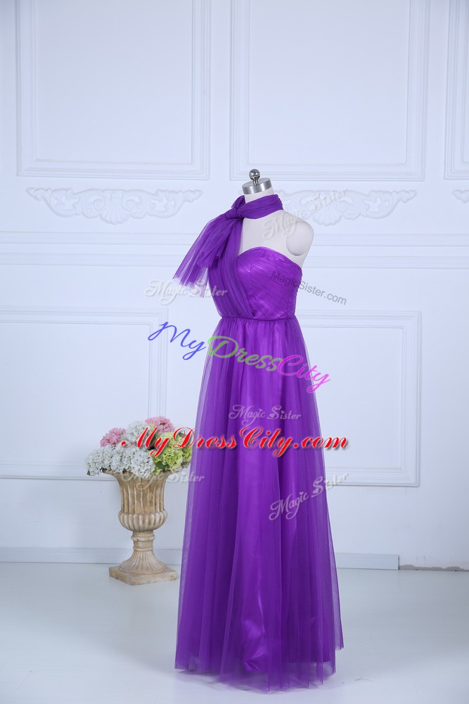 On Sale Eggplant Purple Sleeveless Tulle Zipper Dama Dress for Quinceanera for Wedding Party