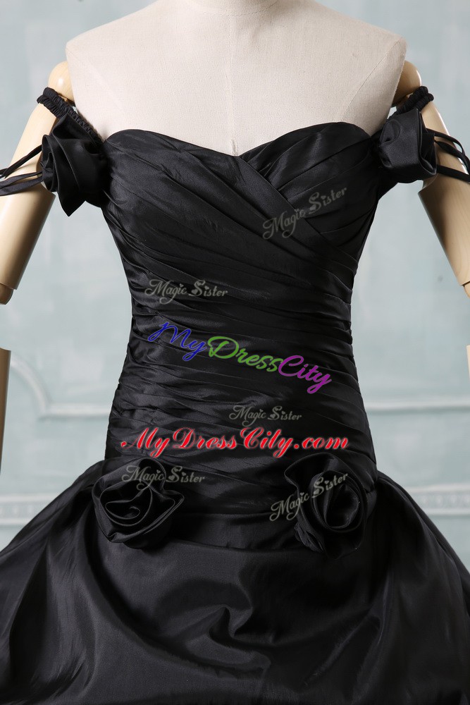 Lovely Ball Gowns Sleeveless Black Quince Ball Gowns Brush Train Lace Up