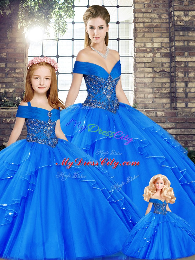 Eye-catching Sleeveless Beading and Ruffles Lace Up Sweet 16 Dress