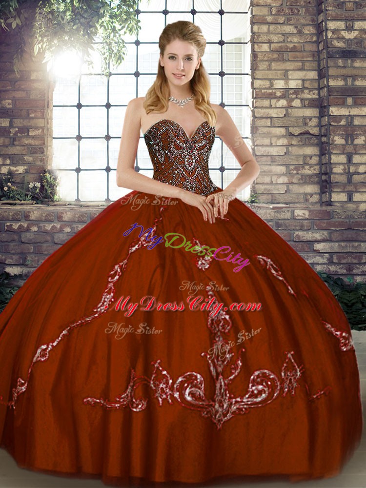 Sleeveless Lace Up Floor Length Beading and Embroidery Sweet 16 Dress