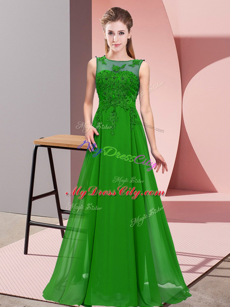 Floor Length Empire Sleeveless Green Vestidos de Damas Zipper