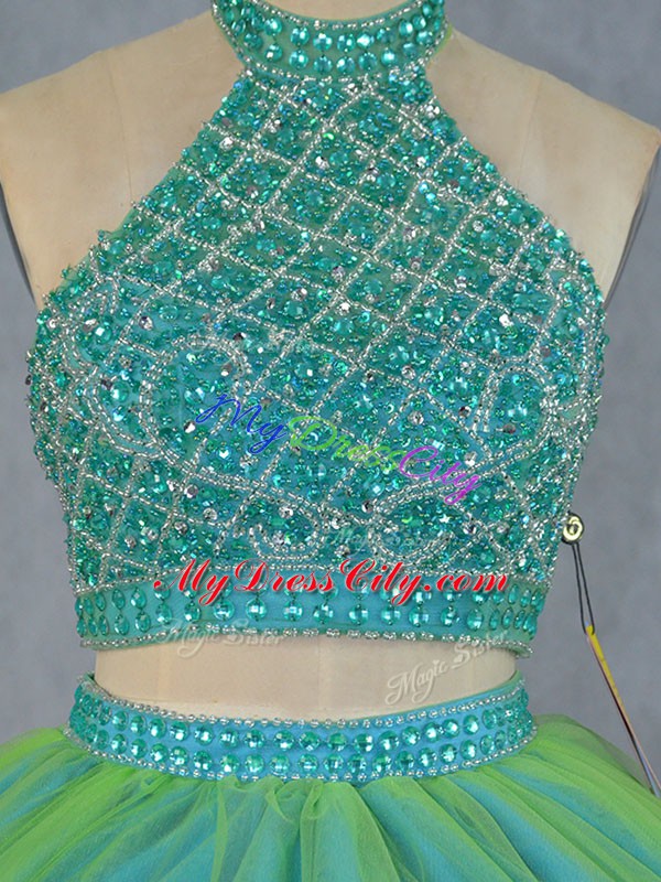 Amazing Green Sleeveless Beading Lace Up Quinceanera Dresses