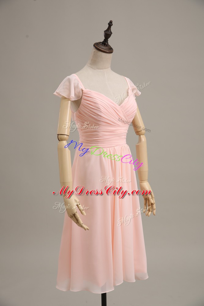 Cute Pink Junior Homecoming Dress Straps Cap Sleeves Zipper