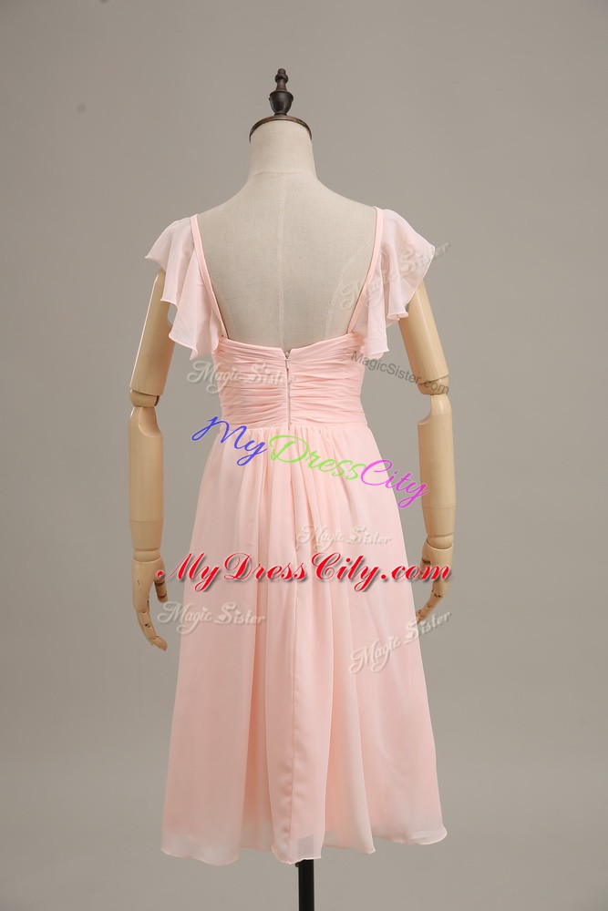 Cute Pink Junior Homecoming Dress Straps Cap Sleeves Zipper