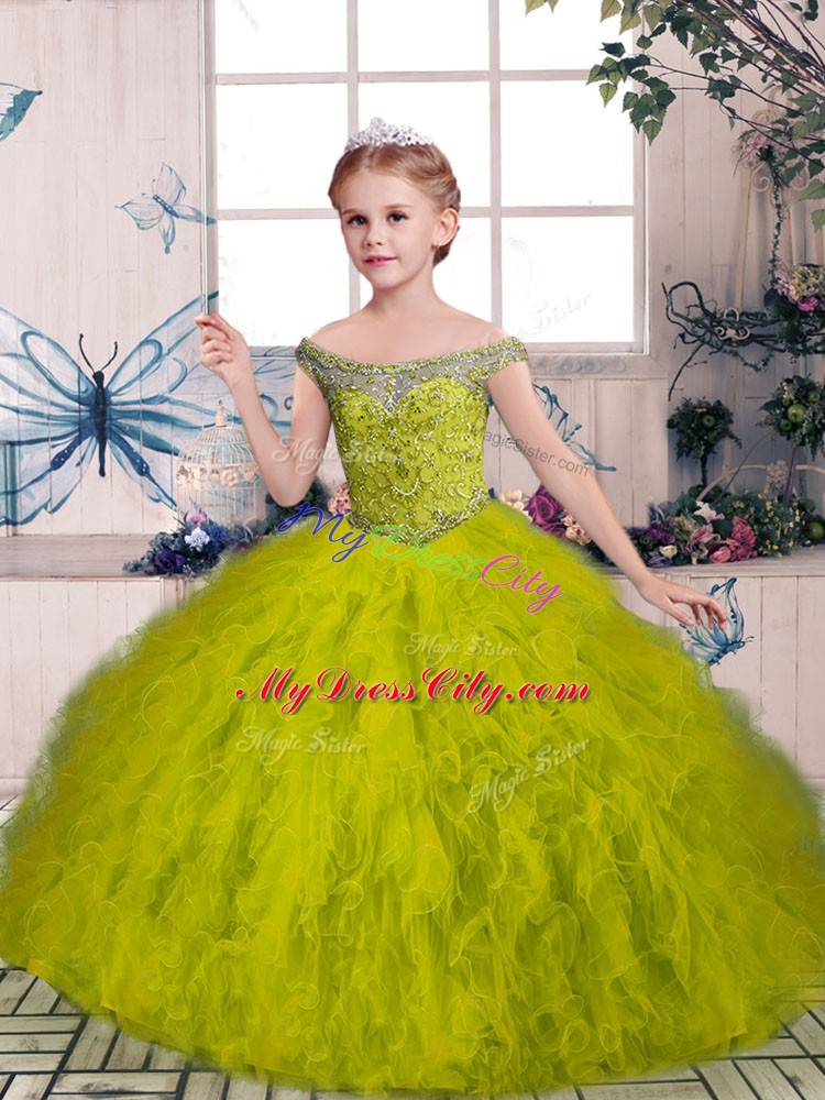 Charming Sleeveless Beading and Ruffles Lace Up High School Pageant Dress