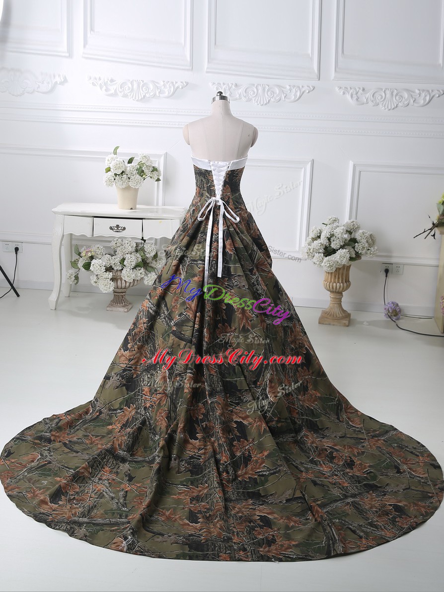 Stylish Multi-color Taffeta Lace Up Sweetheart Sleeveless Prom Dress Court Train Pick Ups