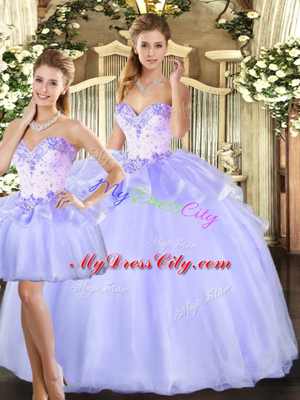 Hot Sale Sleeveless Beading Lace Up Quinceanera Gowns