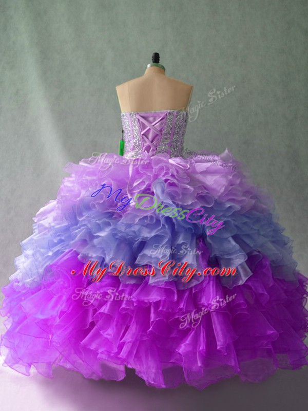 Ball Gowns Quinceanera Dresses Multi-color Sweetheart Organza Sleeveless Floor Length Lace Up