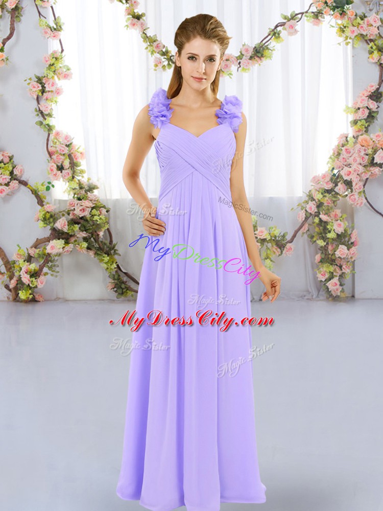 Lavender Empire Hand Made Flower Damas Dress Lace Up Chiffon Sleeveless Floor Length