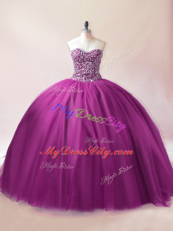 Sleeveless Lace Up Floor Length Beading Quinceanera Gown