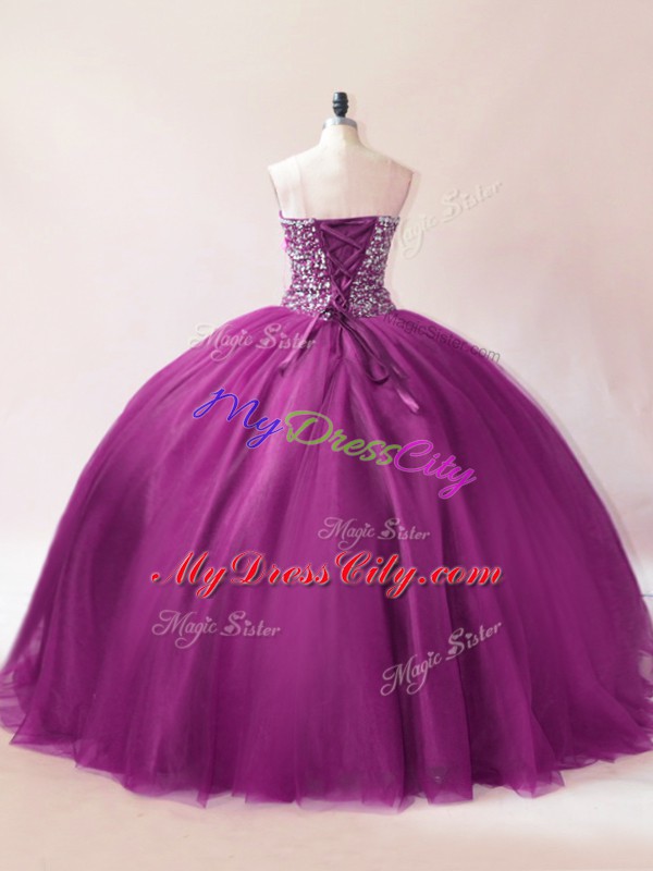 Sleeveless Lace Up Floor Length Beading Quinceanera Gown