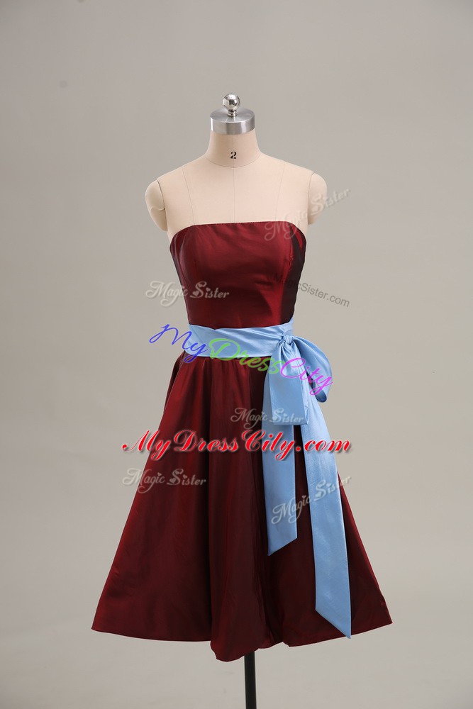 Sleeveless Zipper Mini Length Sashes ribbons Juniors Evening Dress