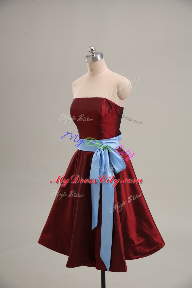 Sleeveless Zipper Mini Length Sashes ribbons Juniors Evening Dress