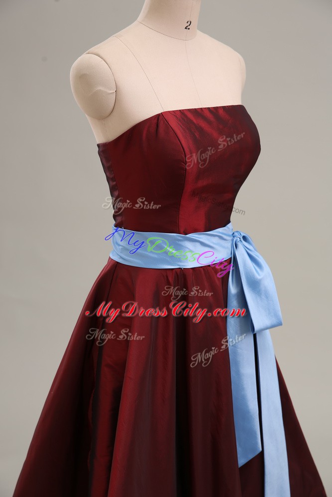 Sleeveless Zipper Mini Length Sashes ribbons Juniors Evening Dress