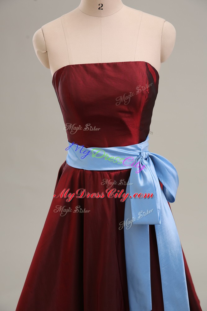 Sleeveless Zipper Mini Length Sashes ribbons Juniors Evening Dress