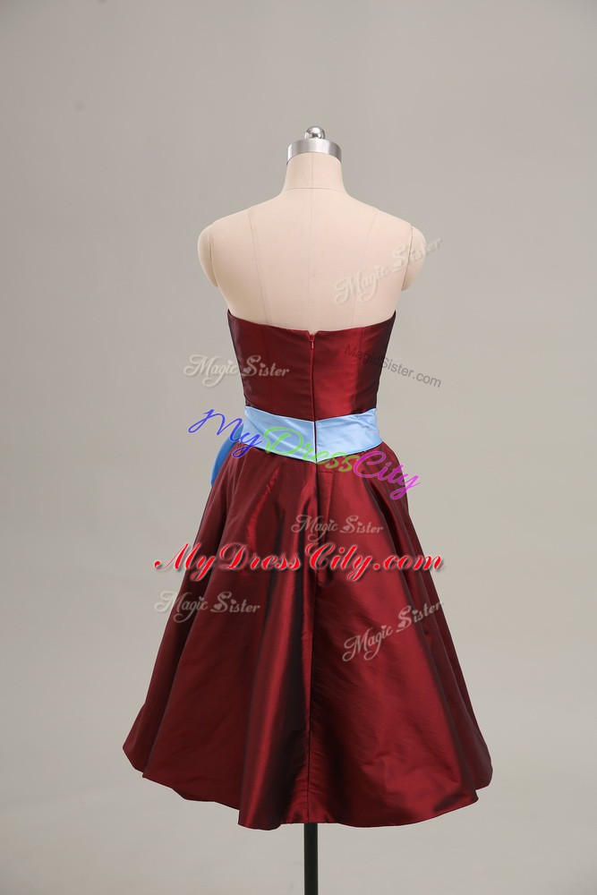 Sleeveless Zipper Mini Length Sashes ribbons Juniors Evening Dress