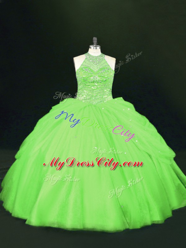 Luxury Sleeveless Tulle Lace Up 15 Quinceanera Dress for Sweet 16 and Quinceanera