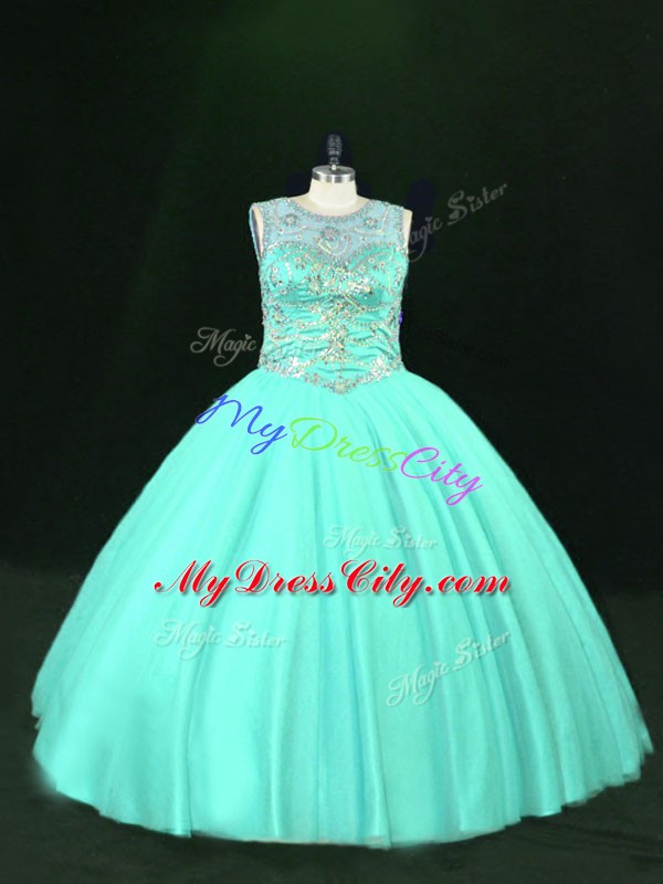 Sleeveless Beading Lace Up Ball Gown Prom Dress