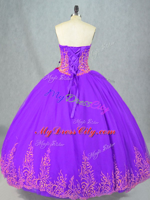 Romantic Sweetheart Sleeveless Tulle Sweet 16 Quinceanera Dress Beading Lace Up