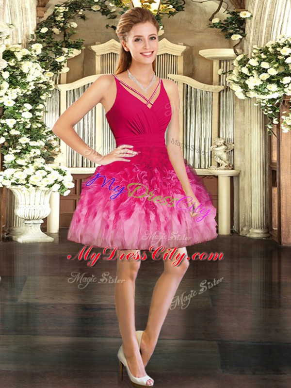 Sophisticated Multi-color Three Pieces Ruffles Sweet 16 Quinceanera Dress Backless Tulle Sleeveless Floor Length