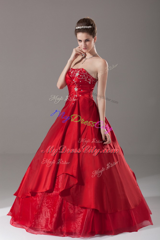 Custom Fit Sleeveless Lace Up Floor Length Beading Sweet 16 Dress