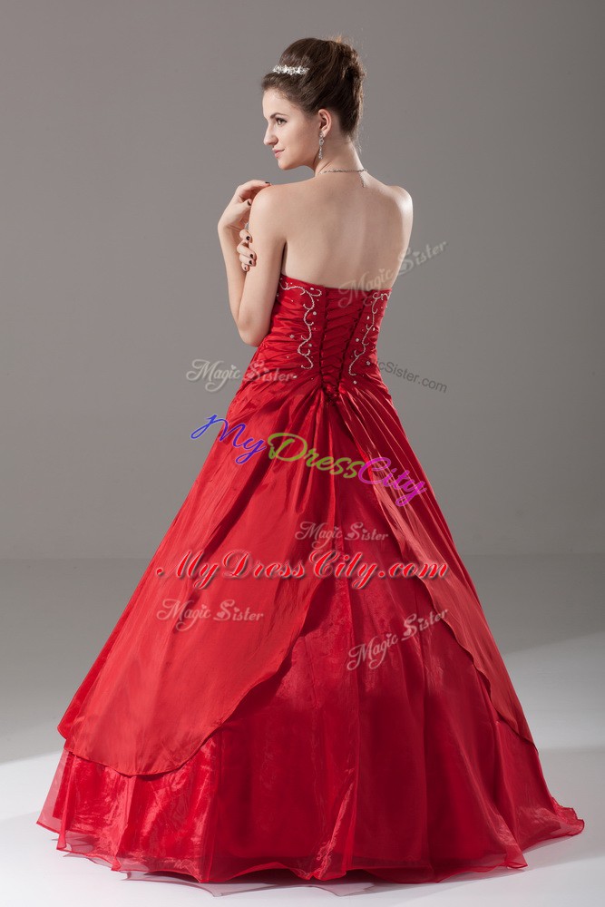 Custom Fit Sleeveless Lace Up Floor Length Beading Sweet 16 Dress