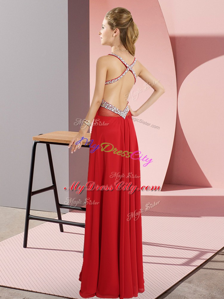 Artistic Chiffon Sleeveless Floor Length and Beading