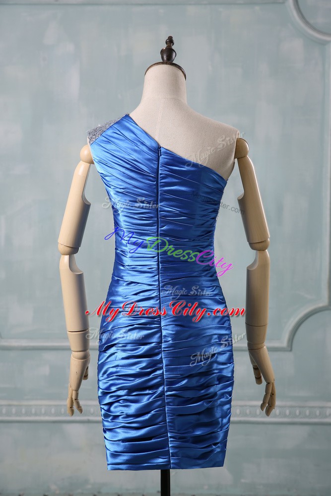 Blue Sleeveless Taffeta Zipper Prom Dress for Prom and Party