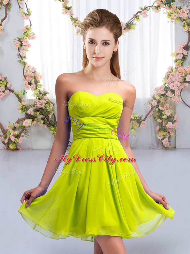 Mini Length Yellow Green Quinceanera Court Dresses Sweetheart Sleeveless Lace Up