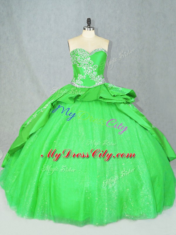 Luxurious Sleeveless Tulle Brush Train Lace Up Ball Gown Prom Dress for Sweet 16 and Quinceanera