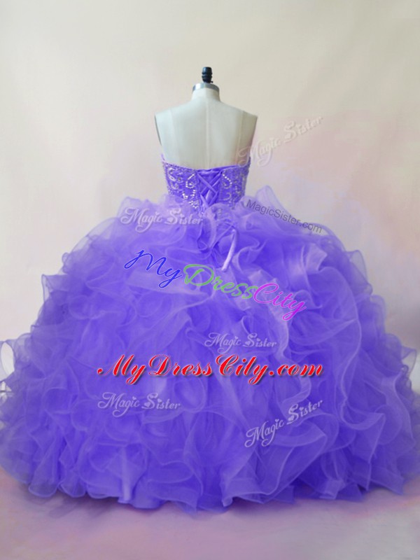 Floor Length Ball Gowns Sleeveless Lavender Quinceanera Dress Lace Up