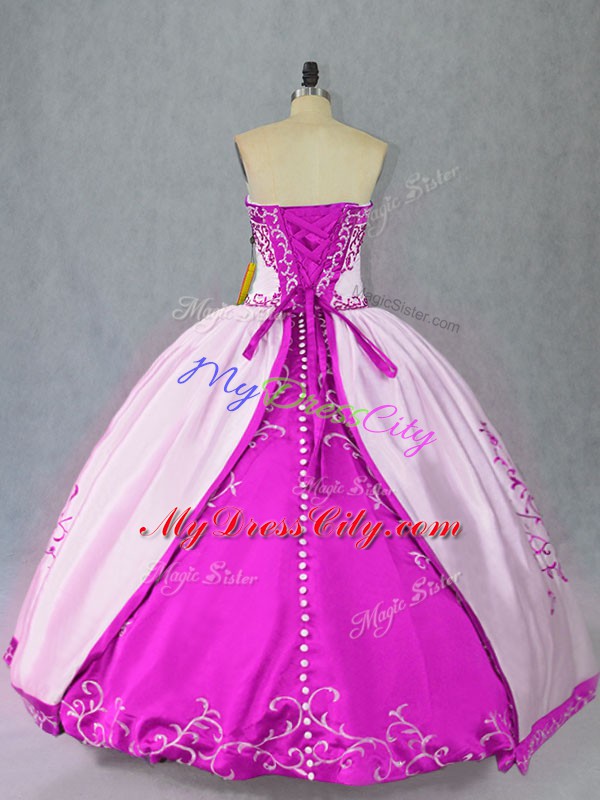 Dazzling White And Purple Sleeveless Satin Lace Up Vestidos de Quinceanera for Sweet 16 and Quinceanera