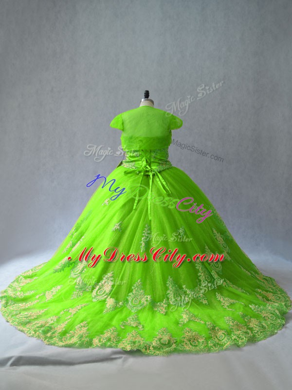 Captivating Sleeveless Appliques Lace Up 15th Birthday Dress