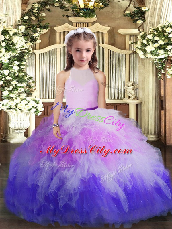 Nice Multi-color Sleeveless Ruffles Floor Length Little Girl Pageant Dress